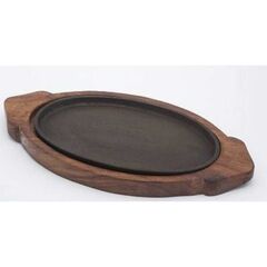 Wood & Cast Iron Ovel Sizzler Plate, 15 X 8 Inch (Pack of 2)