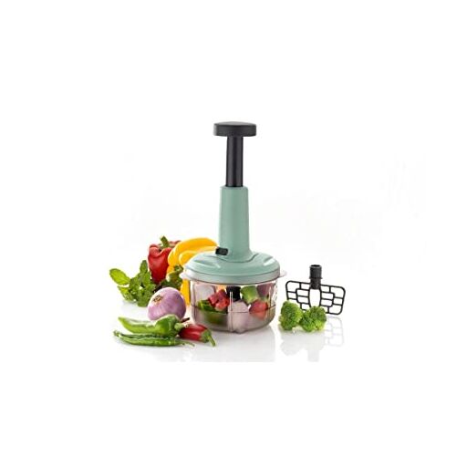 Push Food Chopper, Steel Large Manual Hand-Press Vegetable Chopper Mixer Cutter