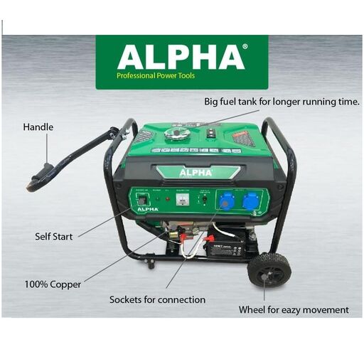 Alpha 7KVA A9500 Portable Compact Petrol Generator