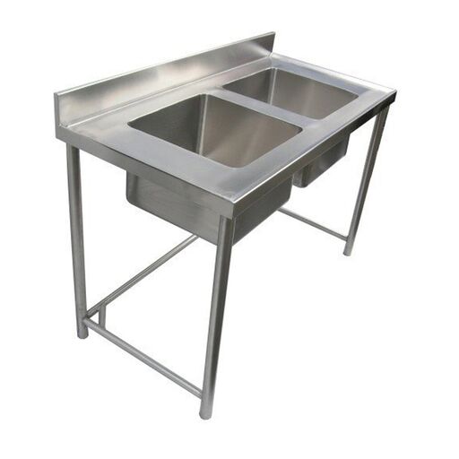 Commercial Two Sink Unit Stainless Steel