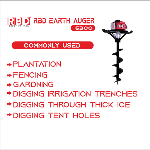 RBD Pit Digging Machine 63CC with 8 & 12 Inch Drill Digger