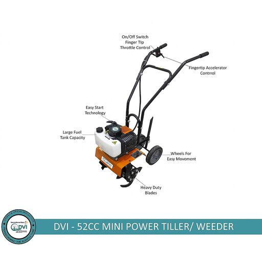 2 Stroke Mini Power Tiller / Weeder, 52 cc