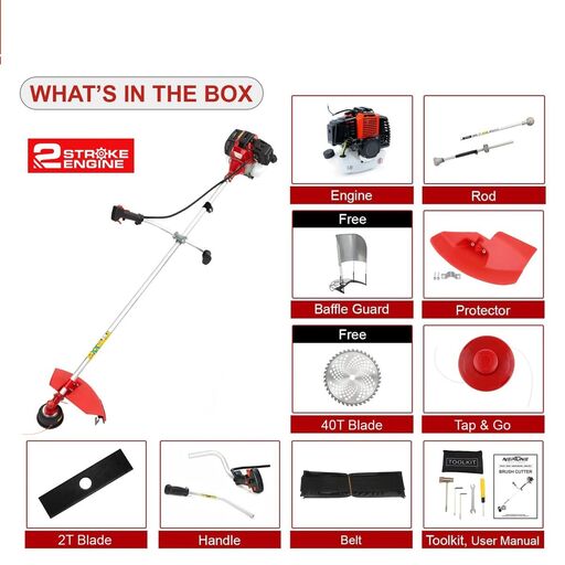 Neptune BC-520 Heavy Duty Petrol Brush Cutter Side Pack 2 Stroke 52cc