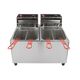 Stainless Steel Double Tank Deep Fryer Electric & Gas Operated with Stand, 5+5 Liters